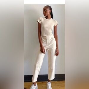 Aritzia Wilfred Free High Rise  Utility Pants in Cream